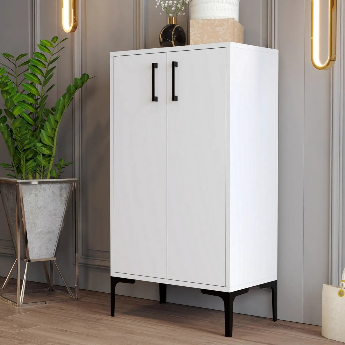 Scarpiere > Dmora Scarpiera 4 Ripiani 8 Paia 60x35x111h cm, 2 Ante - Cavalieri Bianco