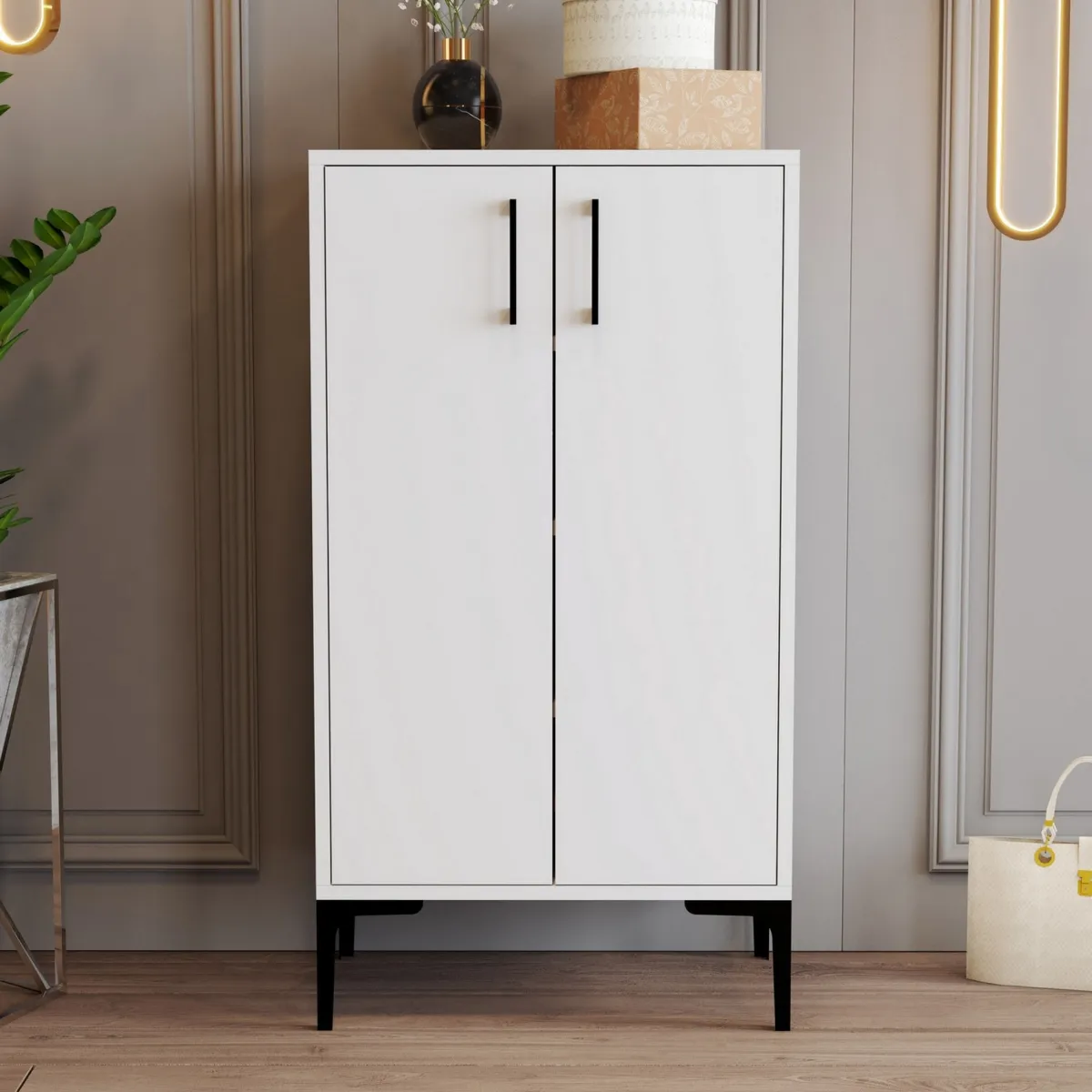 Scarpiere > Dmora Scarpiera 4 Ripiani 8 Paia 60x35x111h cm, 2 Ante - Cavalieri Bianco