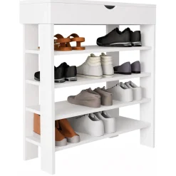Scarpiera Bianco 5 Ripiani 12 Paia 80x30x90h cm, Un'anta - Monastero