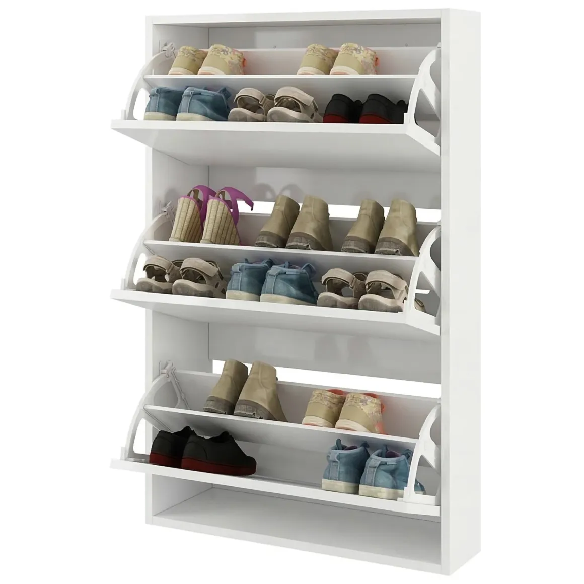 Scarpiera Bianco 6 Ripiani 18 Paia 70x25x109h cm, 3 Ante - Irgoli