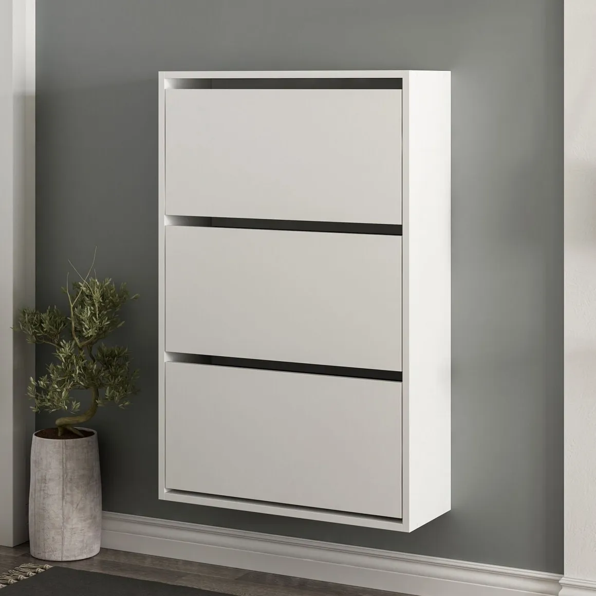 Scarpiera Bianco 6 Ripiani 18 Paia 70x25x109h cm, 3 Ante - Irgoli