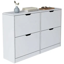 Scarpiere > Dmora Scarpiera 8 Ripiani 24 Paia 121x30x79h cm, 4 Ante - Greccio Bianco