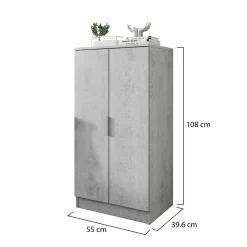Scarpiera Bianco 6 Ripiani 7 Vani 55x40x108h cm, 2 Ante - Vidracco