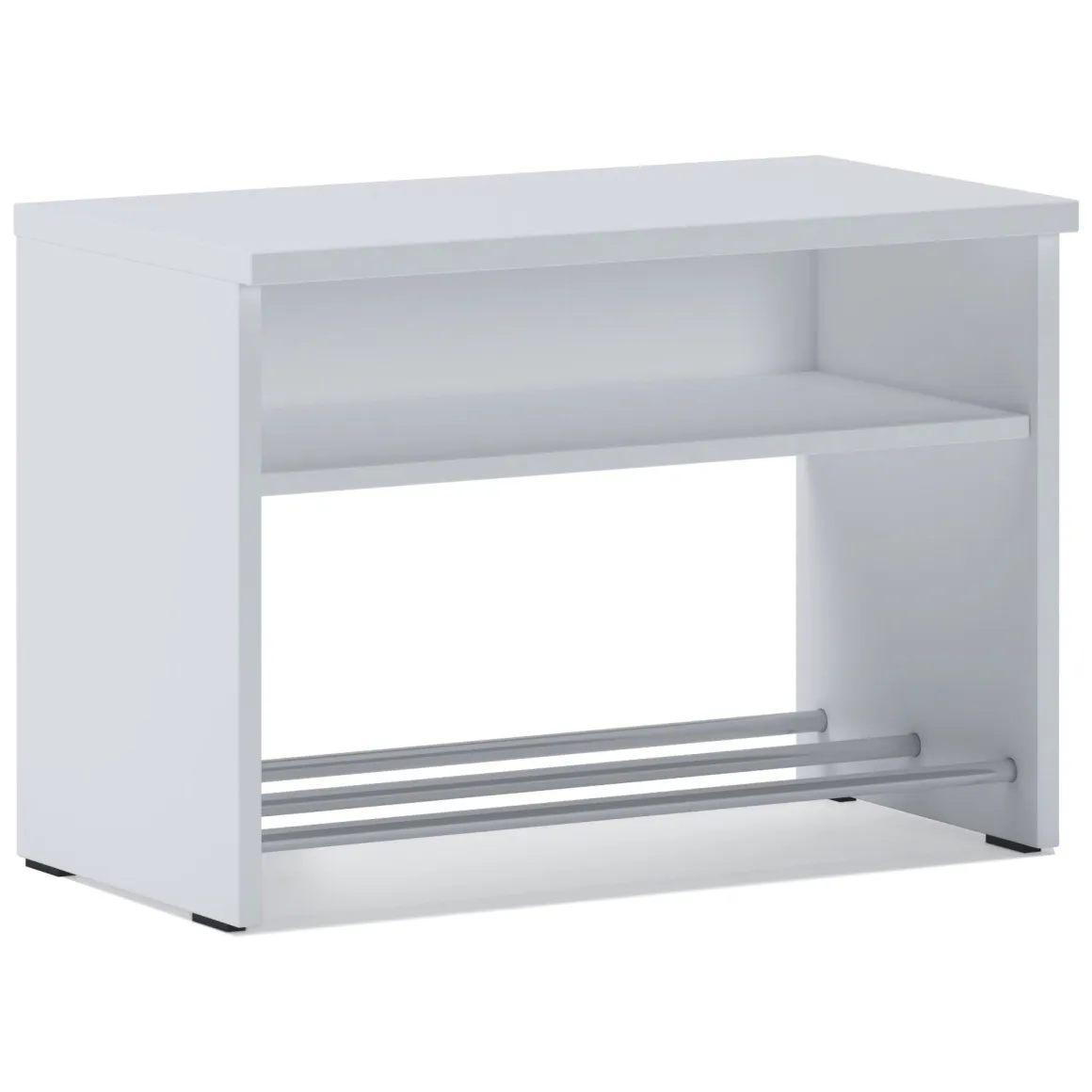 Scarpiera Bianco un Ripiano 2 Vani 65x35x45h cm, Installazione a Terra - Monguzzo