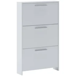 Scarpiera Bianco 3 Vani 3 Ante 69x17x115h cm, Chiusura a Ribalta - Ossi