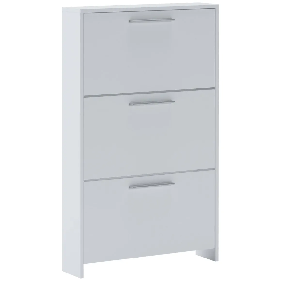 Scarpiera Bianco 3 Vani 3 Ante 69x17x115h cm, Chiusura a Ribalta - Ossi