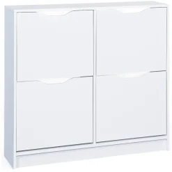 Scarpiere > Dmora Scarpiera 8 Vani 2 Ante 90x100x25h cm, Chiusura a Ribalta - Gagliole Bianco