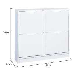 Scarpiere > Dmora Scarpiera 8 Vani 2 Ante 90x100x25h cm, Chiusura a Ribalta - Gagliole Bianco