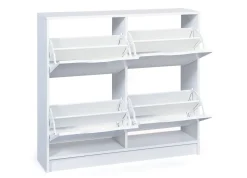 Scarpiere > Dmora Scarpiera 8 Vani 2 Ante 90x100x25h cm, Chiusura a Ribalta - Gagliole Bianco