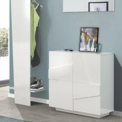 Bagno|Scarpiere > Dmora Scarpiera contemporanea 2 ante bianca lucida 81x86h cm - Apetta Bianco Lucido