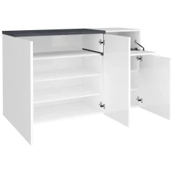 Bagno|Scarpiere > Dmora Scarpiera da ingresso 4 ante bianca lucida e ardesia 120x80h cm - Anist Grigio Ardesia, Bianco Lucido
