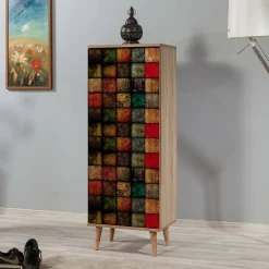Scarpiera design legno e multicolore 50x135h cm in legno - Giadeite