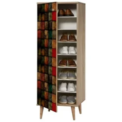 Scarpiera design legno e multicolore 50x135h cm in legno - Giadeite