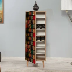 Scarpiera design legno e multicolore 50x135h cm in legno - Giadeite