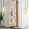 Scarpiera Dolivier, 60x35h200 cm, Noce e Bianco Marmo