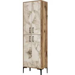 Scarpiera Dolivier, 60x35h200 cm, Noce e Bianco Marmo