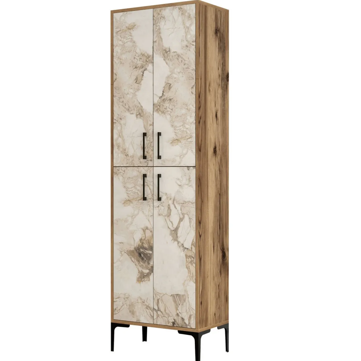 Scarpiera Dolivier, 60x35h200 cm, Noce e Bianco Marmo