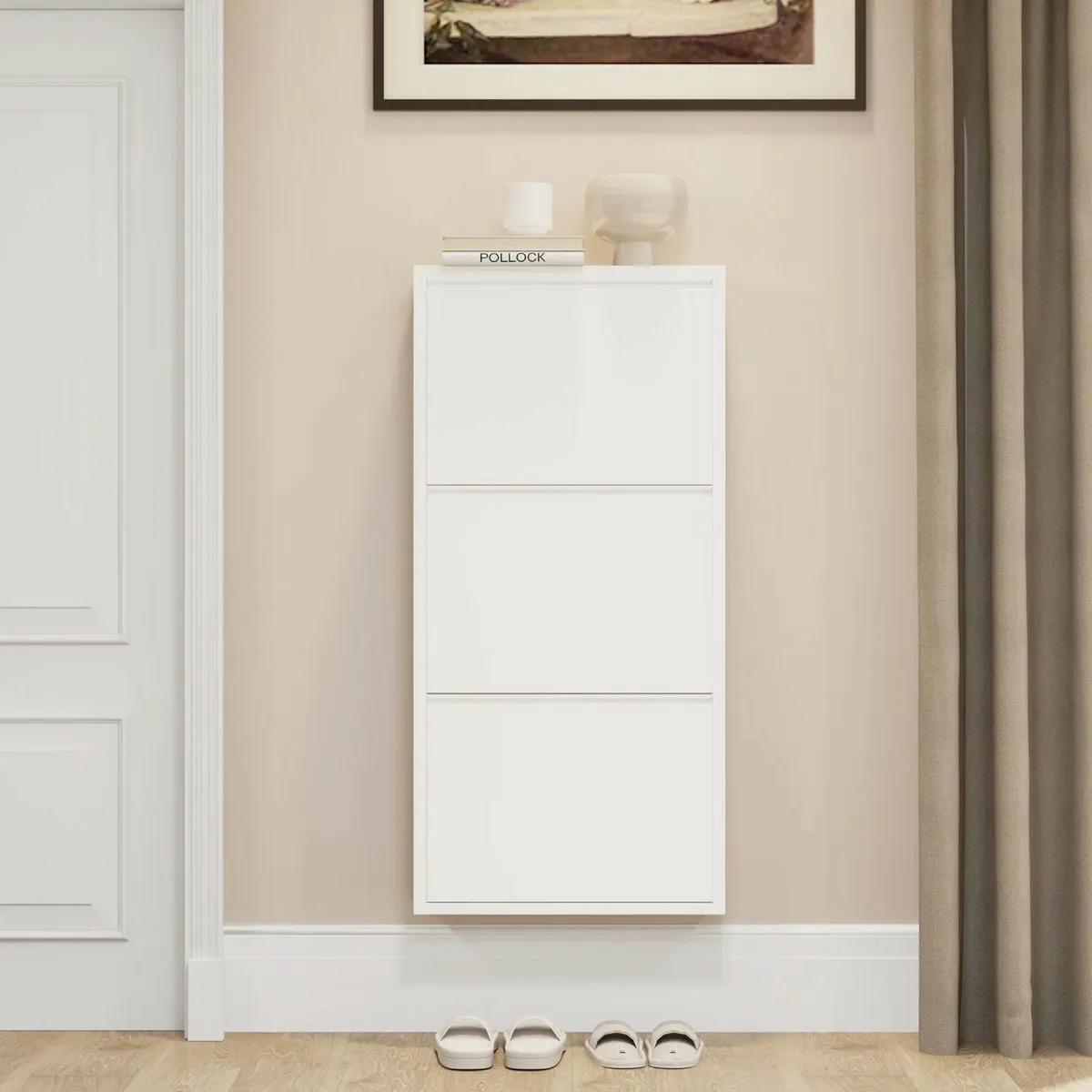 Bagno|Ingresso > Dmora Scarpiera Dpapi, 50x15h103 cm, Bianco