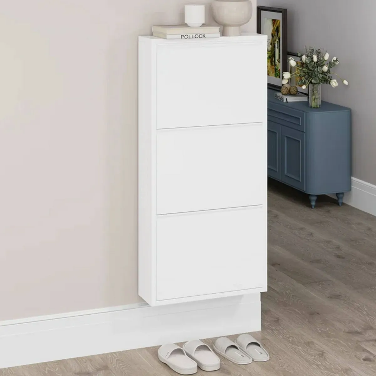 Bagno|Ingresso > Dmora Scarpiera Dpapi, 50x15h103 cm, Bianco