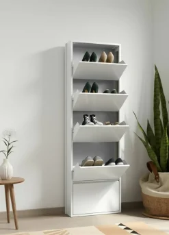 Scarpiera Dpapi, 50x15h169 cm, Bianco
