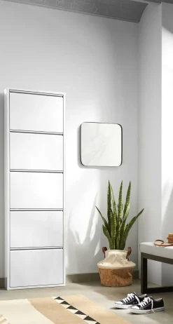 Scarpiera Dpapi, 50x15h169 cm, Bianco