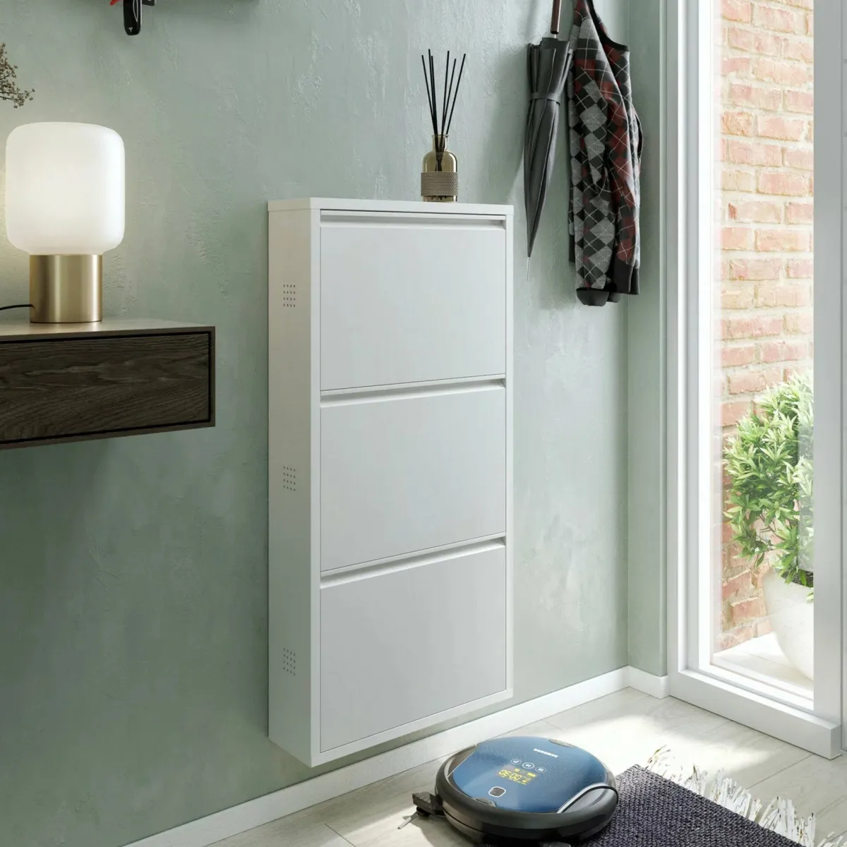 Scarpiere > Dmora Scarpiera funzionale 3 ante bianca 50x104h cm in metallo - Alexa Bianco