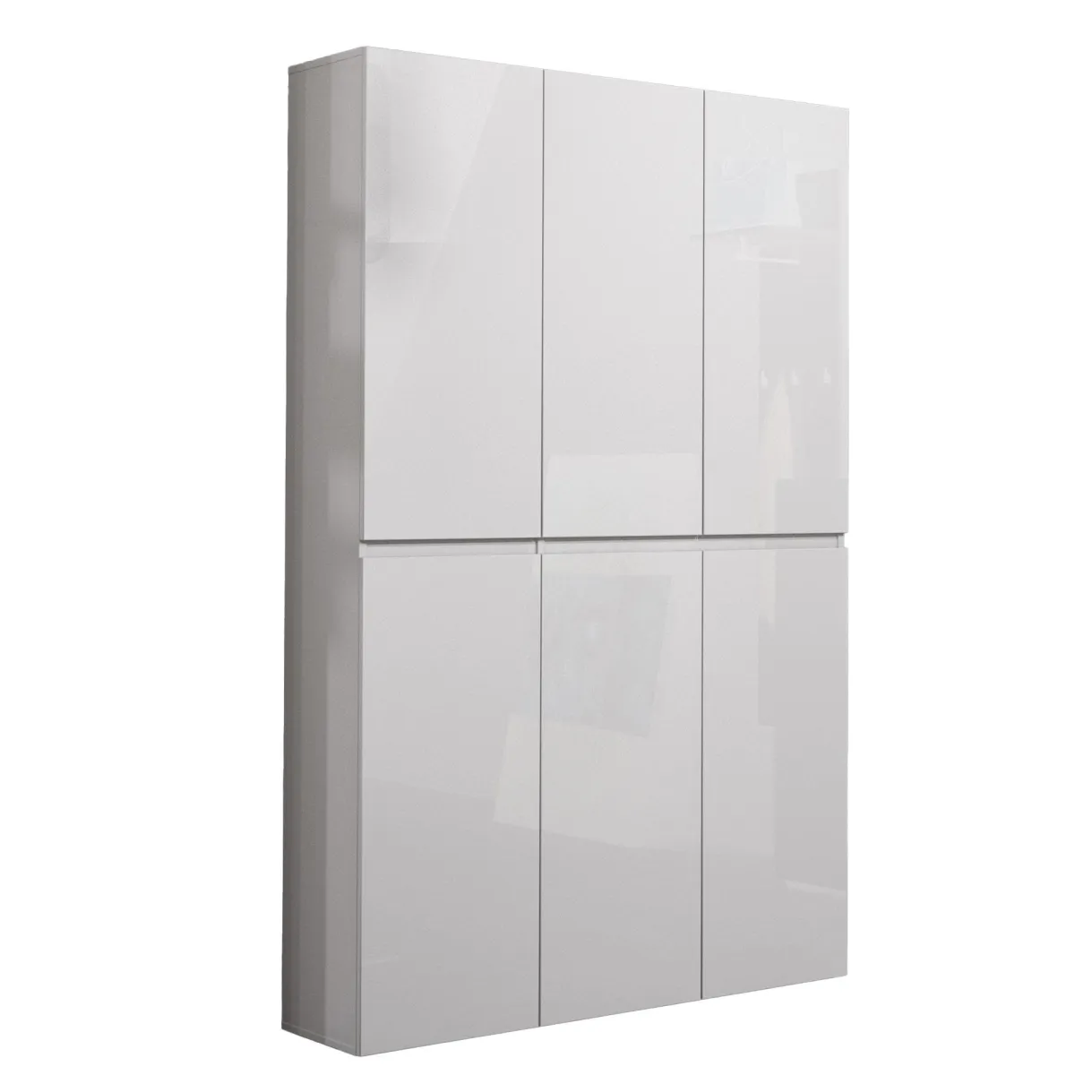 Scarpiere > Dmora Scarpiera grande 6 ante bianca lucida 122x200h cm - Diva Bianco Lucido