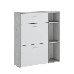 Scarpiere > Dmora Scarpiera Grigio Cemento Bianco 90x26x102h cm, un Cassetto - Samassi Bianco, Grigio Cemento