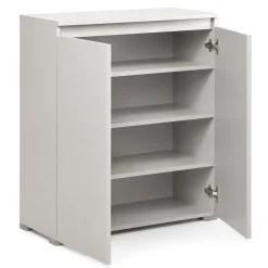 Scarpiere > Dmora Scarpiera 3 Ripiani 2 Ante 80x37x102h cm, Gola per Apertura Ante Made in Italy - Astrina Grigio Chiaro