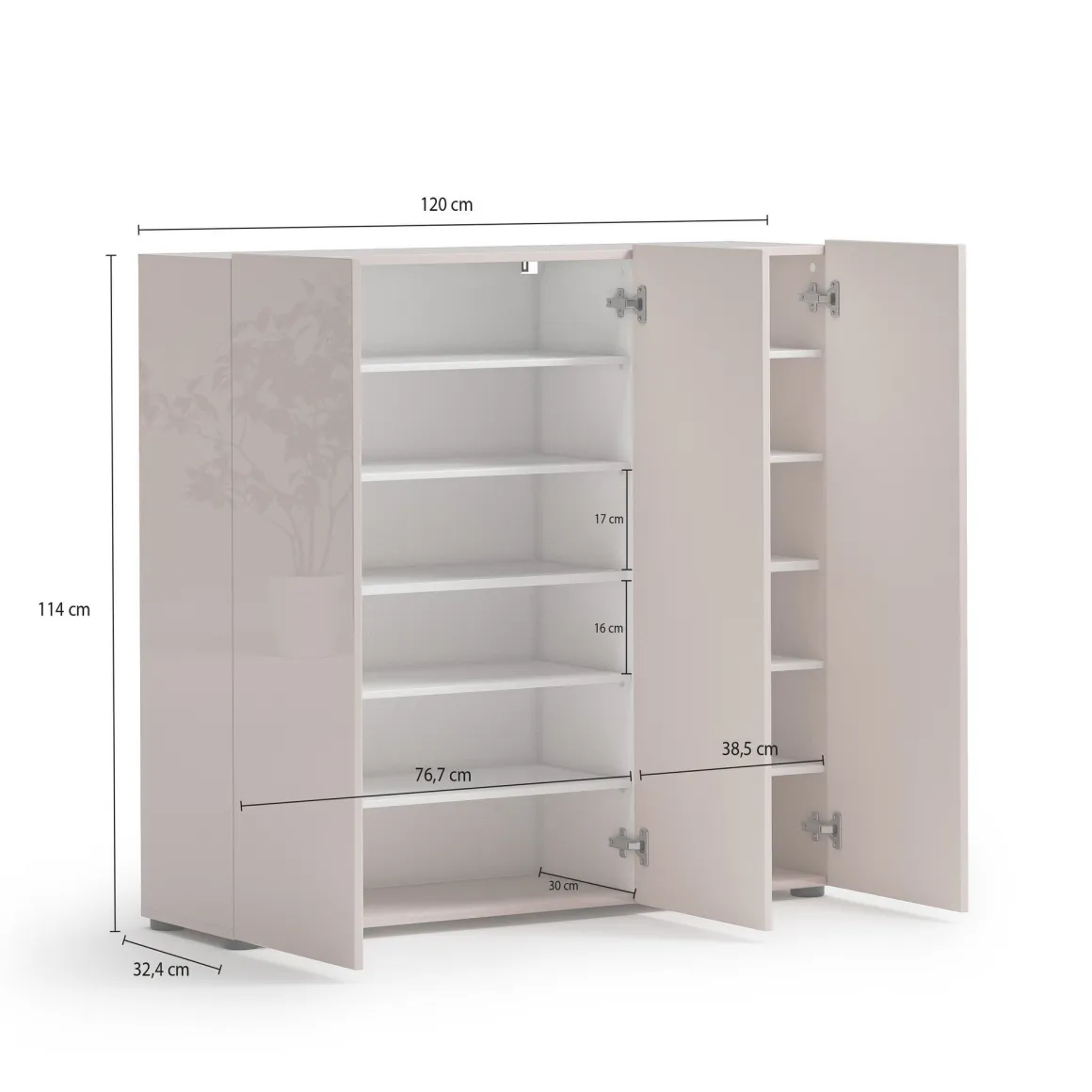 Scarpiera Grigio Tortora 10 Ripiani 24 Paia 120x34x115h cm, 12 Vani - Sotto