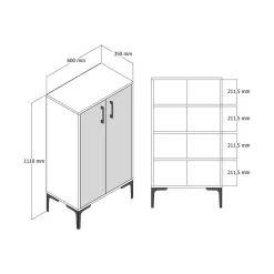 Bagno|Scarpiere > Dmora Scarpiera industrial noce e bianca 60x111h cm - Axarix Bianco, Marrone Noce