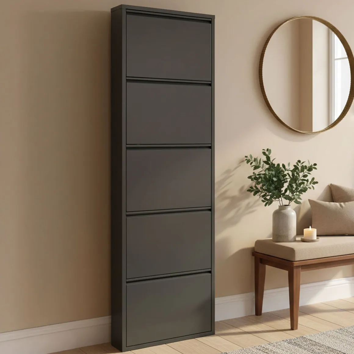 Scarpiera in metallo 5 ante nera 50x172h cm in metallo - Afrend