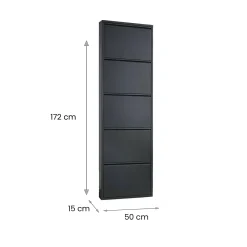 Scarpiera in metallo 5 ante nera 50x172h cm in metallo - Afrend