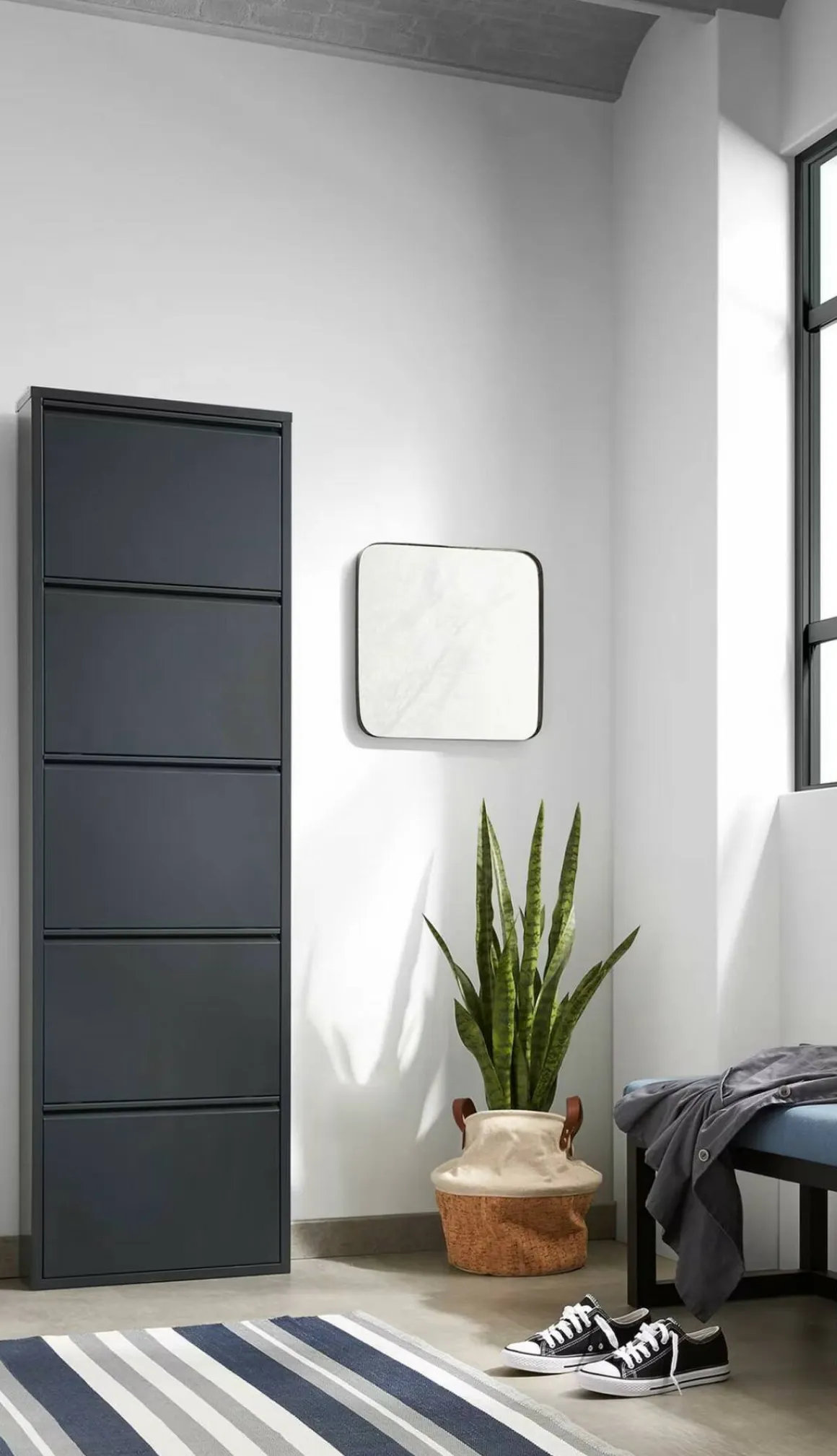 Scarpiera in metallo 5 ante nera 50x172h cm in metallo - Afrend