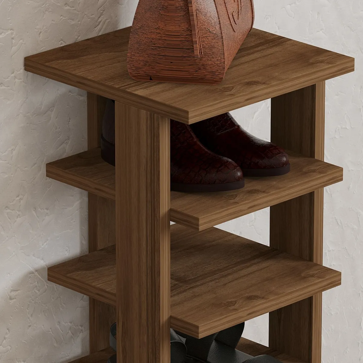 Scarpiere > Dmora Scarpiera 8 Paia 8 Ripiani 30x30x110h cm, 7 Vani - Soddi Marrone Noce