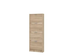 Scarpiere > Dmora Scarpiera un Ripiano 4 Ante 58x18x155.5h cm, kit Fissaggio a Muro Incluso - Pesche Marrone Rovere chiaro
