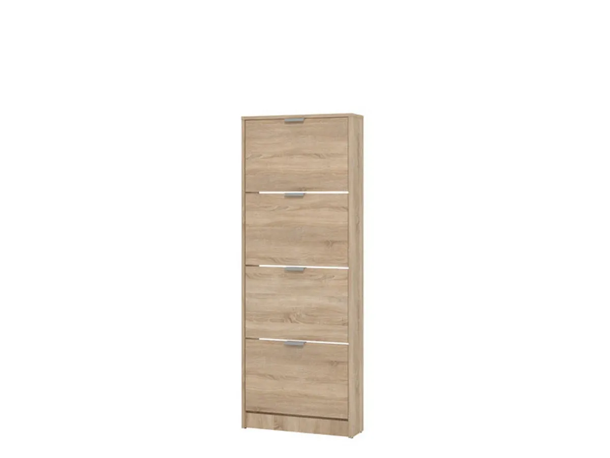 Scarpiere > Dmora Scarpiera un Ripiano 4 Ante 58x18x155.5h cm, kit Fissaggio a Muro Incluso - Pesche Marrone Rovere chiaro