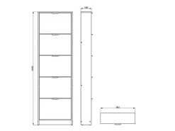 Scarpiera Marrone Rovere Chiaro un Ripiano 5 Ante 58x18x191.5h cm, kit Fissaggio a Muro Incluso - Capriolo