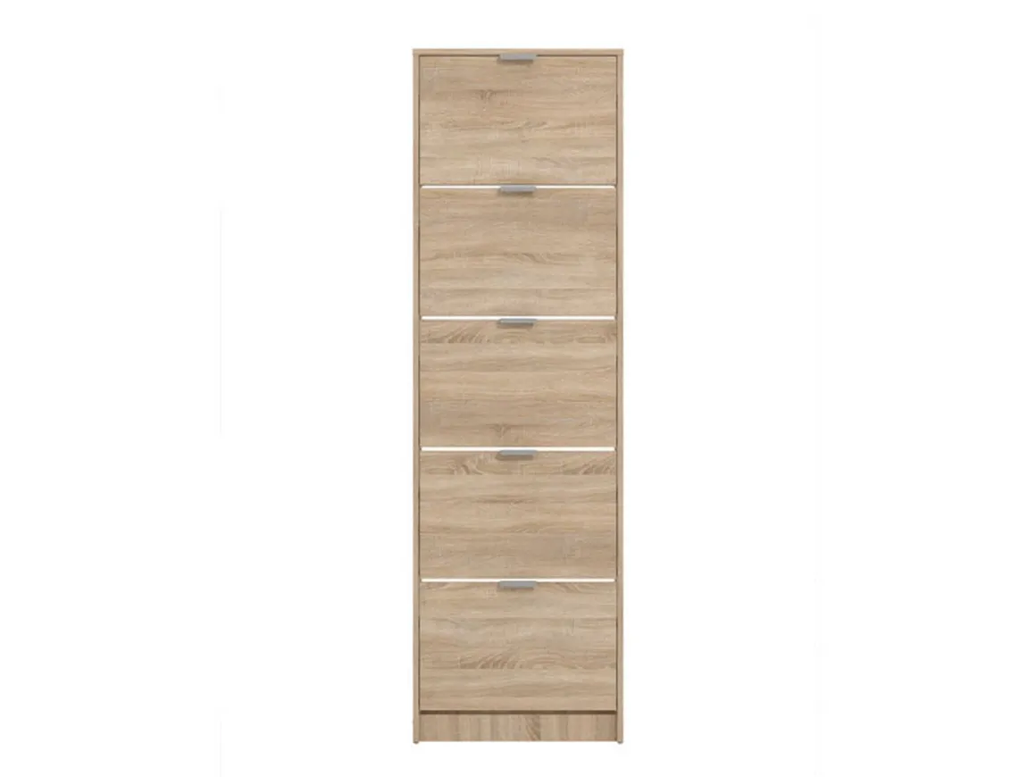 Scarpiera Marrone Rovere Chiaro un Ripiano 5 Ante 58x18x191.5h cm, kit Fissaggio a Muro Incluso - Capriolo