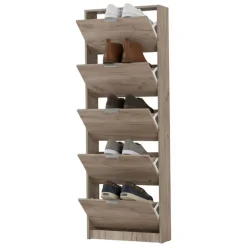 Scarpiere > Dmora Scarpiera 6 Ripiani 6 Vani 67x28x119h cm, 3 Ante - Varna Marrone Rovere grigio