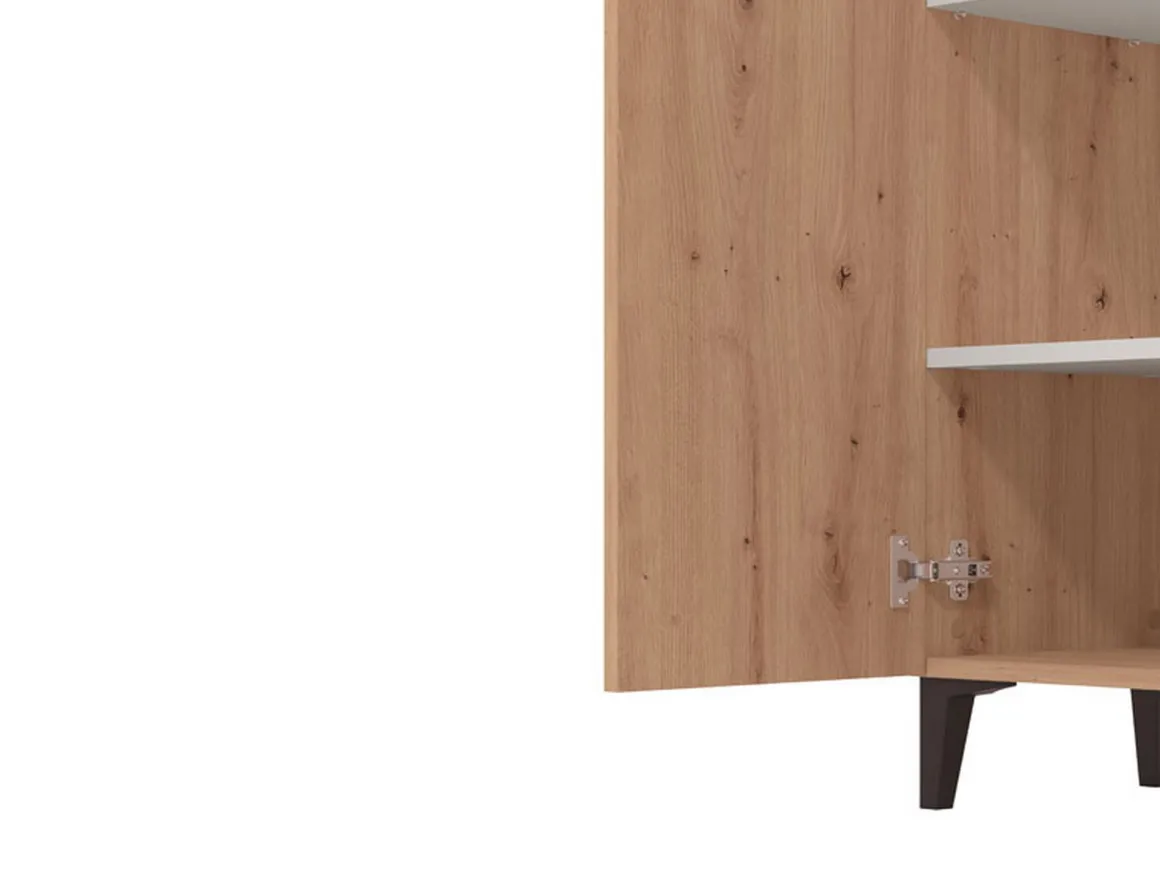 Scarpiera Marrone Rovere Nero 5 Ripiani 2 Ante 67.5x35x195h cm, kit Fissaggio a Muro Incluso - Ciminna