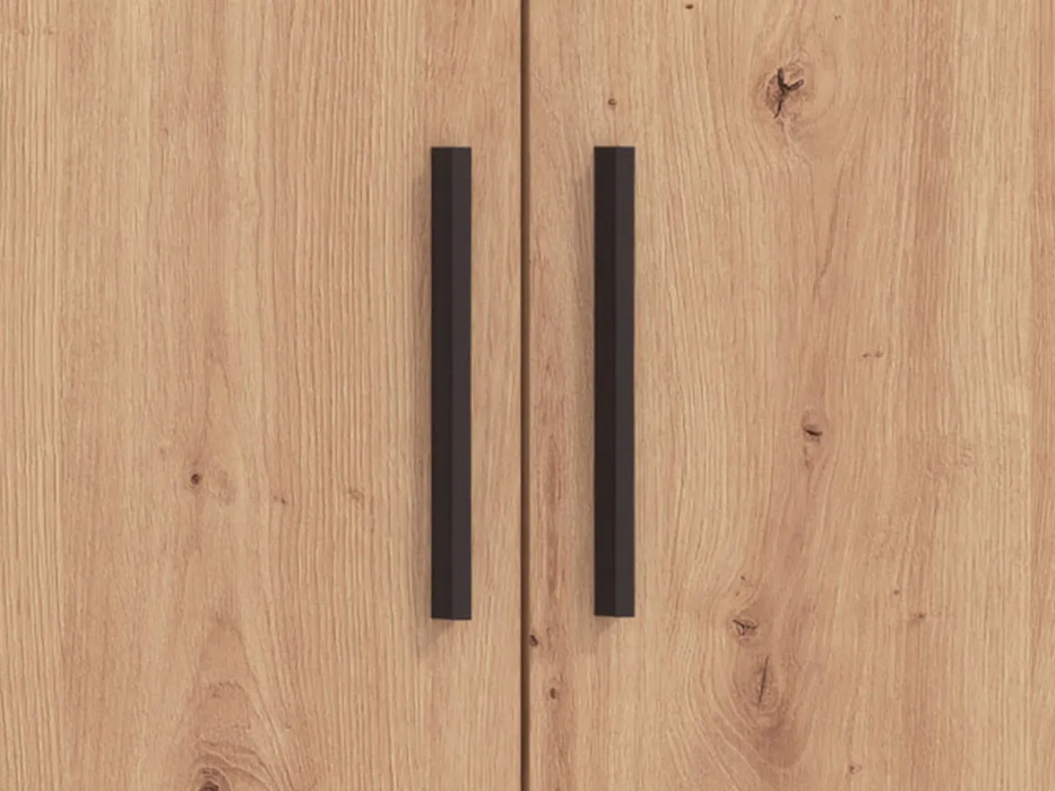 Scarpiera Marrone Rovere Nero 5 Ripiani 2 Ante 67.5x35x195h cm, kit Fissaggio a Muro Incluso - Ciminna