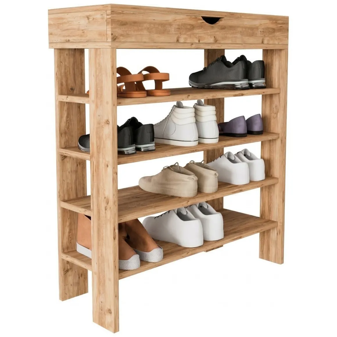 Scarpiere > Dmora Scarpiera 6 Ripiani 2 Ante 60x33x191.5h cm, Maniglie Incluse - Delizia Marrone Rovere Nodi