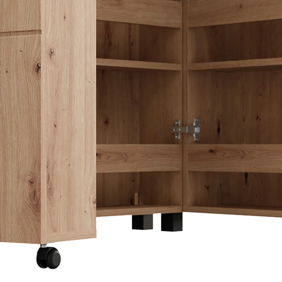 Scarpiera Marrone Rovere Nodi Nero 15 Ripiani 2 Ante 92x33x185h cm, Ante con Doppia Capienza, Apertura con Ruote - Bled