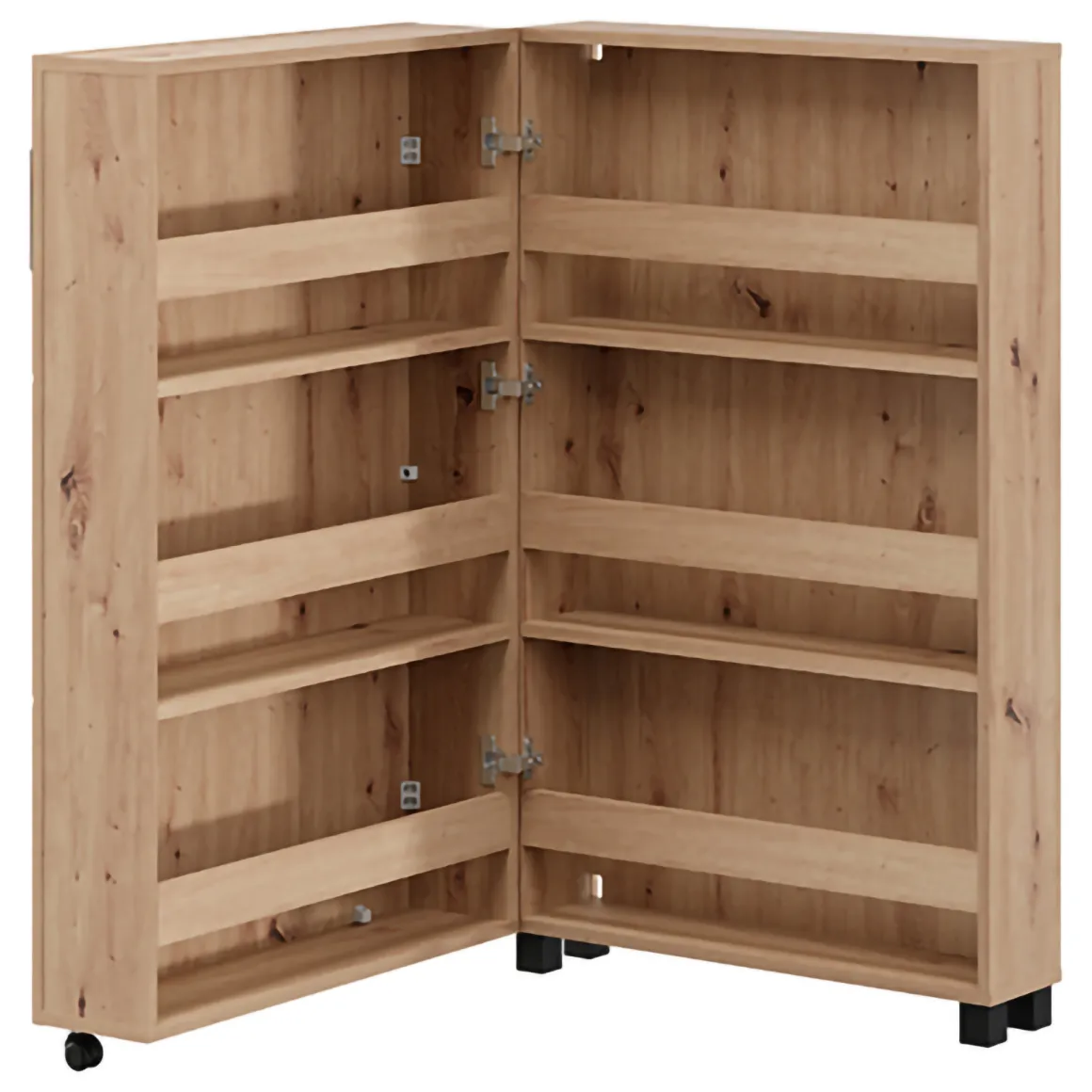 Scarpiera Marrone Rovere Nodi Nero 6 Ripiani Un'anta 68x33x113h cm, Ante con Doppia Capienza, Apertura con Ruote - Porvoo