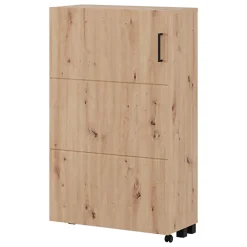 Scarpiera Marrone Rovere Nodi Nero 6 Ripiani Un'anta 68x33x113h cm, Ante con Doppia Capienza, Apertura con Ruote - Porvoo