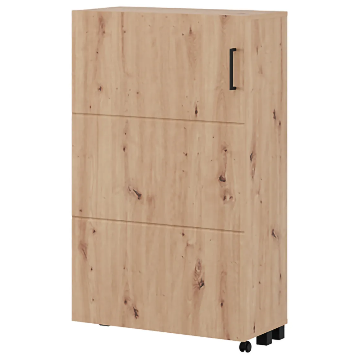 Scarpiera Marrone Rovere Nodi Nero 6 Ripiani Un'anta 68x33x113h cm, Ante con Doppia Capienza, Apertura con Ruote - Porvoo