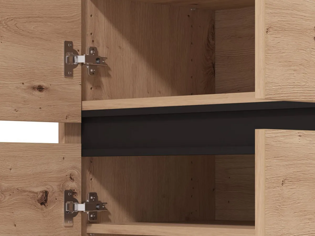 Scarpiere > Dmora Scarpiera Marrone Rovere Nodi Nero 9 Ripiani 4 Ante 80x40x205.5h cm, Piedini Inclusi - Peligni Nero, Marrone Rovere Nodi