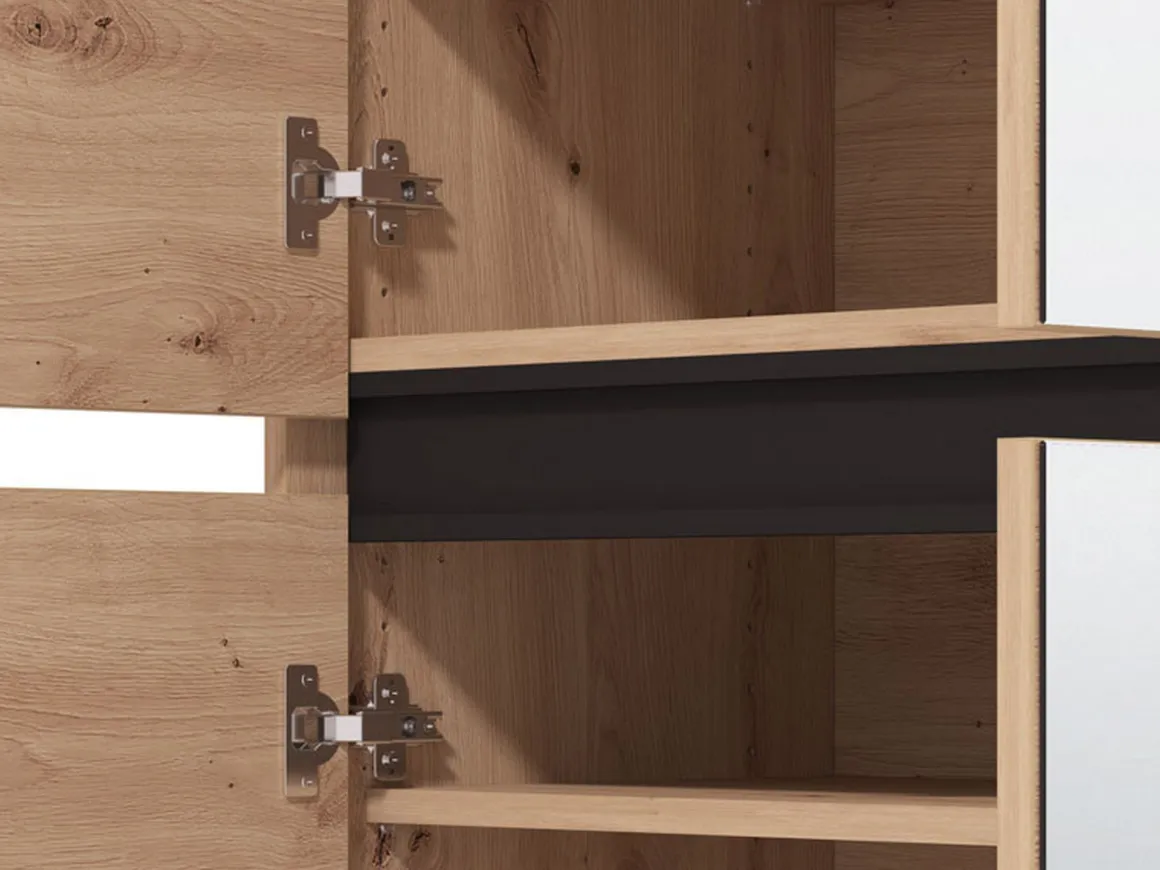 Scarpiere > Dmora Scarpiera Marrone Rovere Nodi Nero un Cassetto 4 Ripiani 80x40x109.5h cm, 2 Ante - Ilarione Nero, Marrone Rovere Nodi