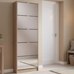 Scarpiere > Dmora Scarpiera 10 Ripiani 10 Vani 67x28x191.5h cm, 5 Ante - Dentro Marrone Rovere